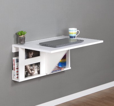 Invisiblebed Wall Mounted Folding Table with Shelf and Storage Study Table